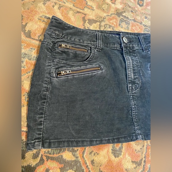 Y2K Charcoal Black Corduroy Mini Skirt - Picture 2 of 11